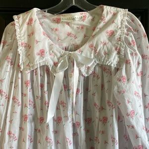 Eileen West Floral Lace-Trim Robe